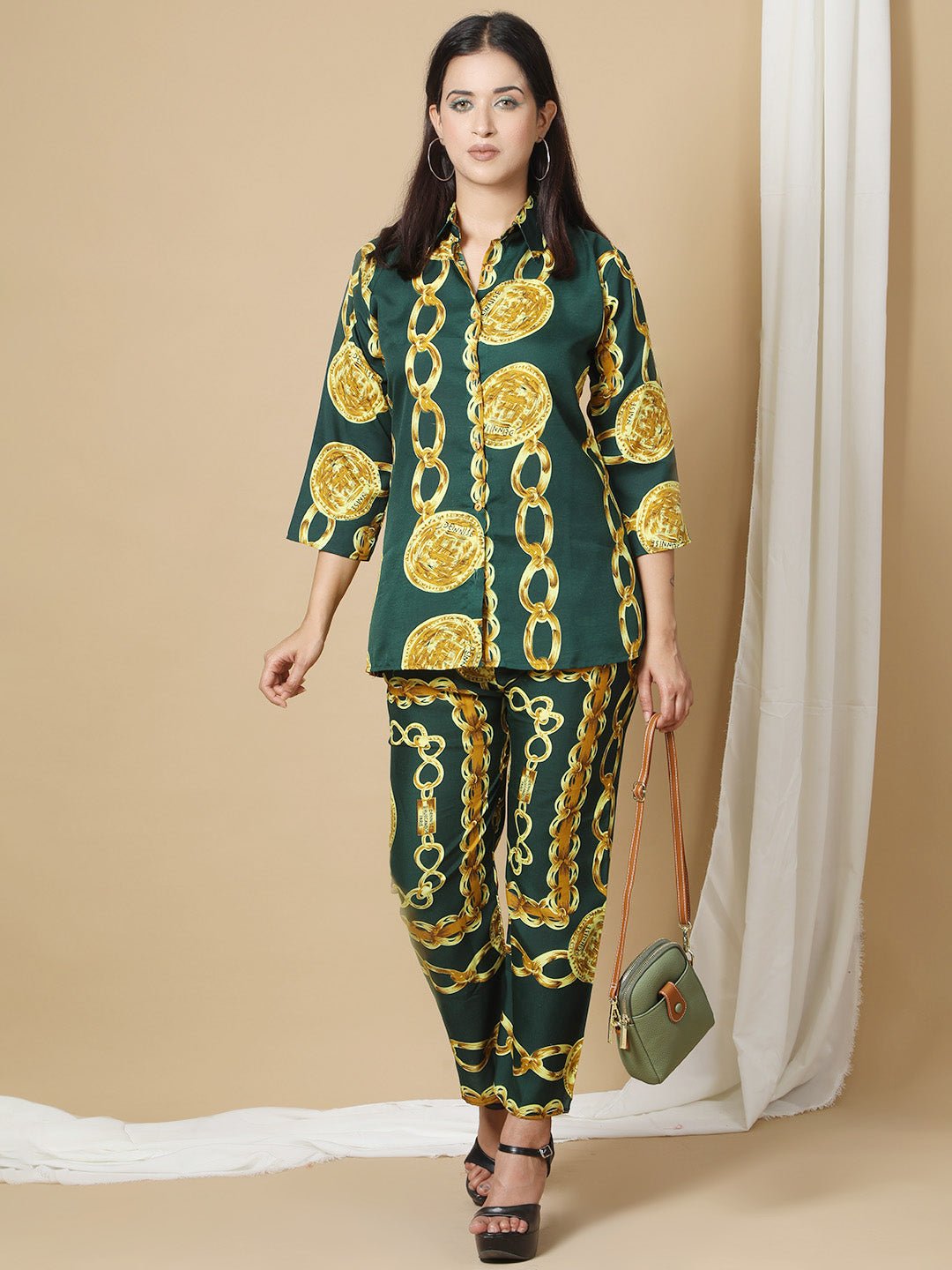 Green Printed Co-ord Set for Women RBF23