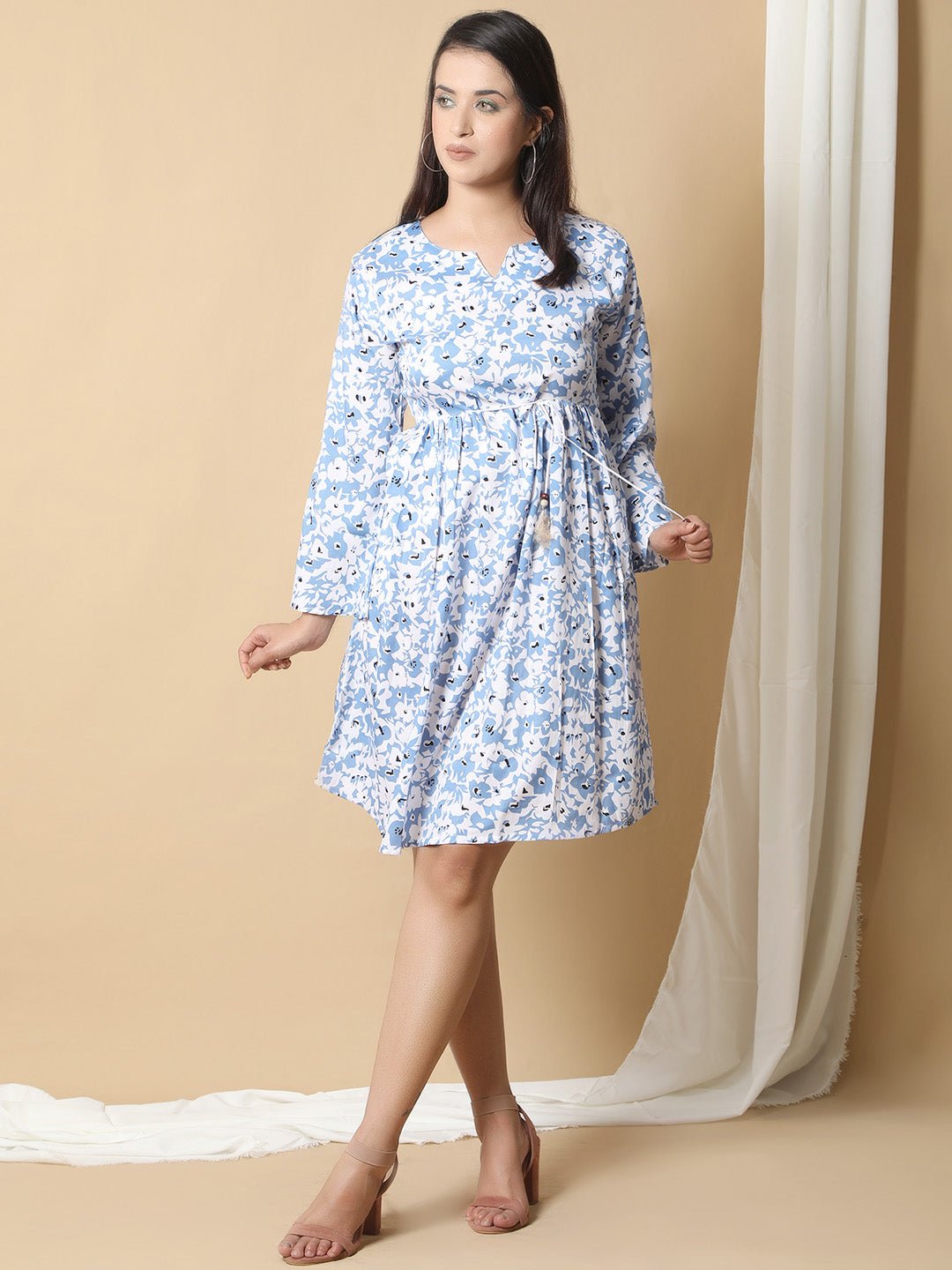 Floral Printed Midi Frock One piece Dress for Women RBF11