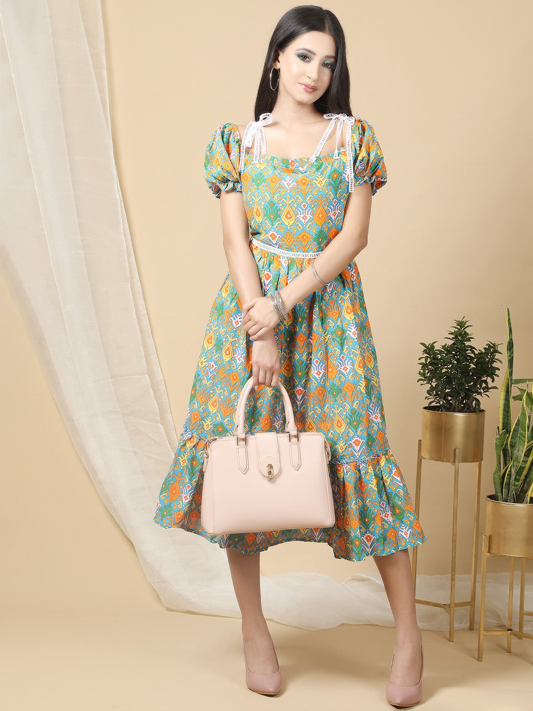 Printed Multicolor One Pcs Dress for Women RBF10