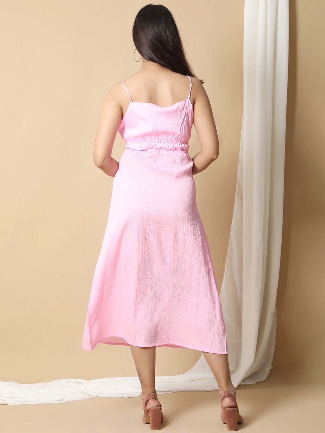 Pastal Pink Midi Frock One piece Dress for Women RBF2